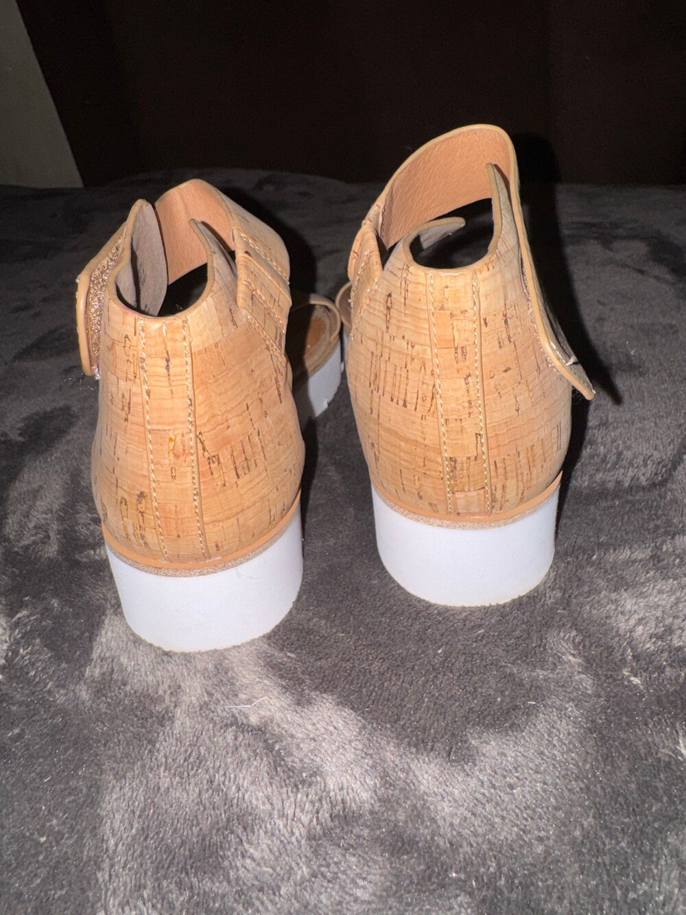 Gentle Souls Cork Sandals Size 6 White Sole Velcro Ankle Strap - Picture 4 of 7